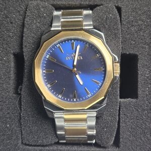 Invicta Gold and Silver Watch with Blue Dial